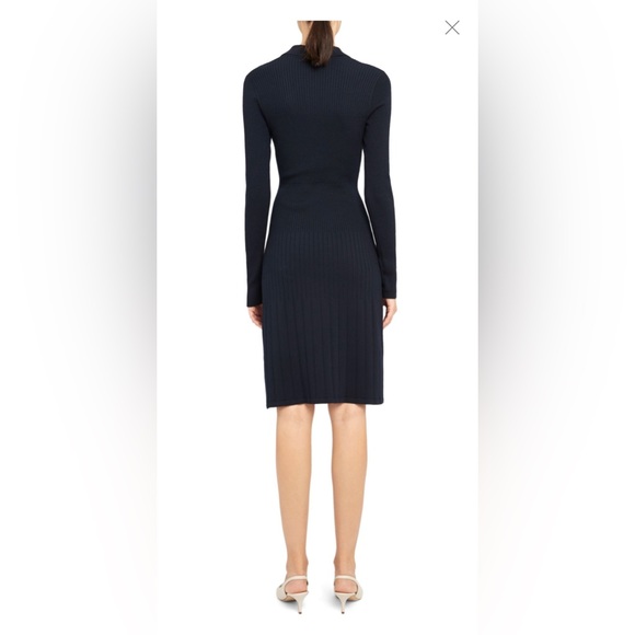 NWT Theory Navy Long Sleeve Rib Knit Polo Dress in Navy, size S - Picture 8 of 8
